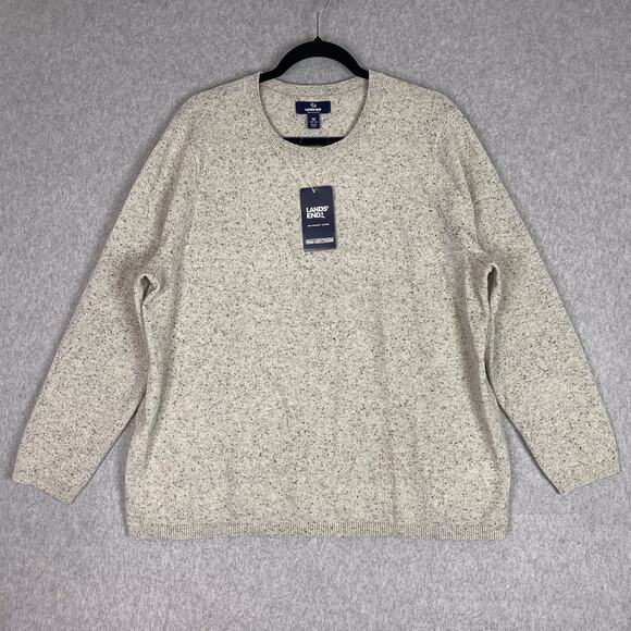 Lands' End Sweater Womens 1X (16W-18W) Grey Speckled 100% Cashmere Crewneck - Picture 1 of 11